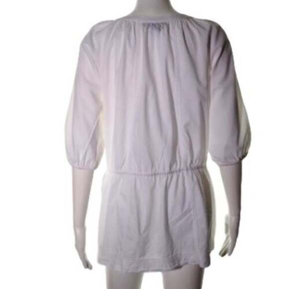 Alfani Tunic Top Size 6 P Womens Boho White with Gold Embroidery Pullover - Picture 6 of 11